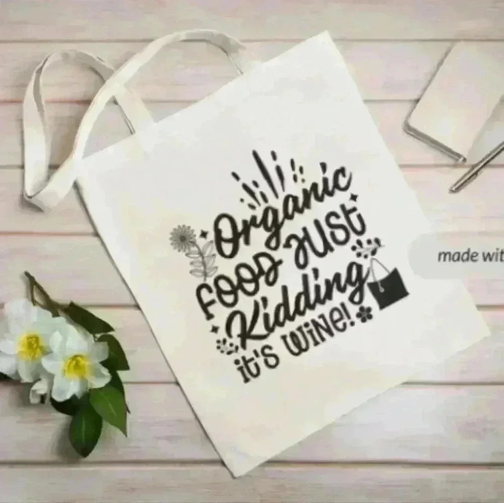 Just kidding recycled canvas tote bag